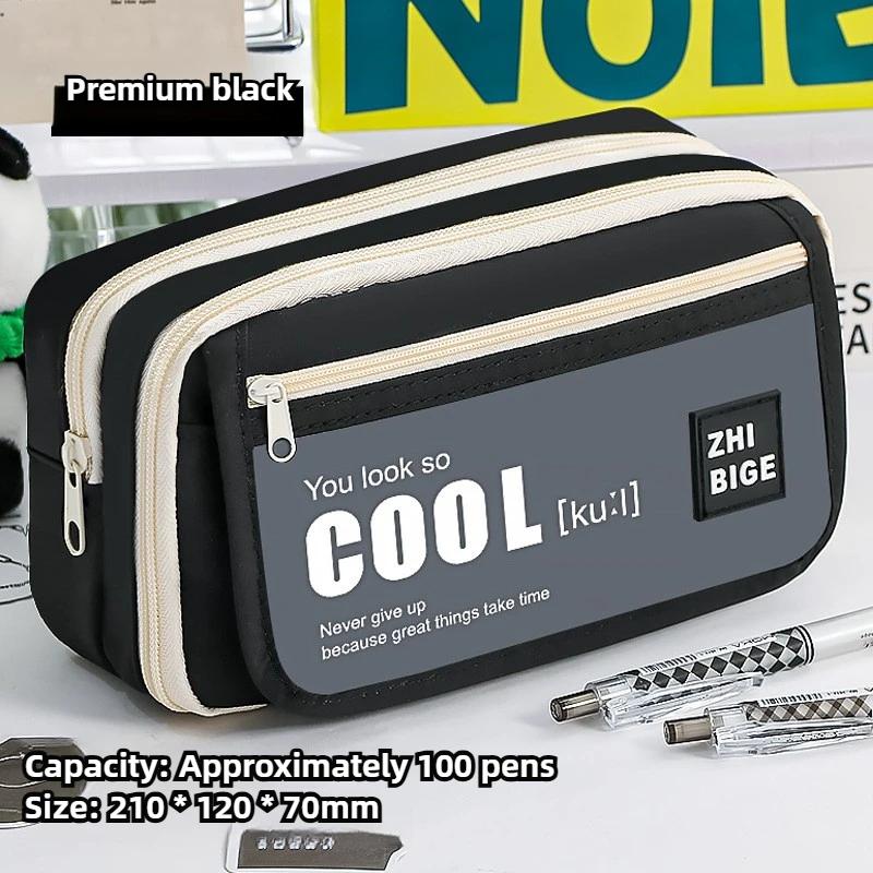 

Пенал большой вместимости, высокой ценности, для студентов, пенал, простая сумка для канцелярских принадлежностей, многослойная сумка для хранения студенческих принадлежностей чёрный
