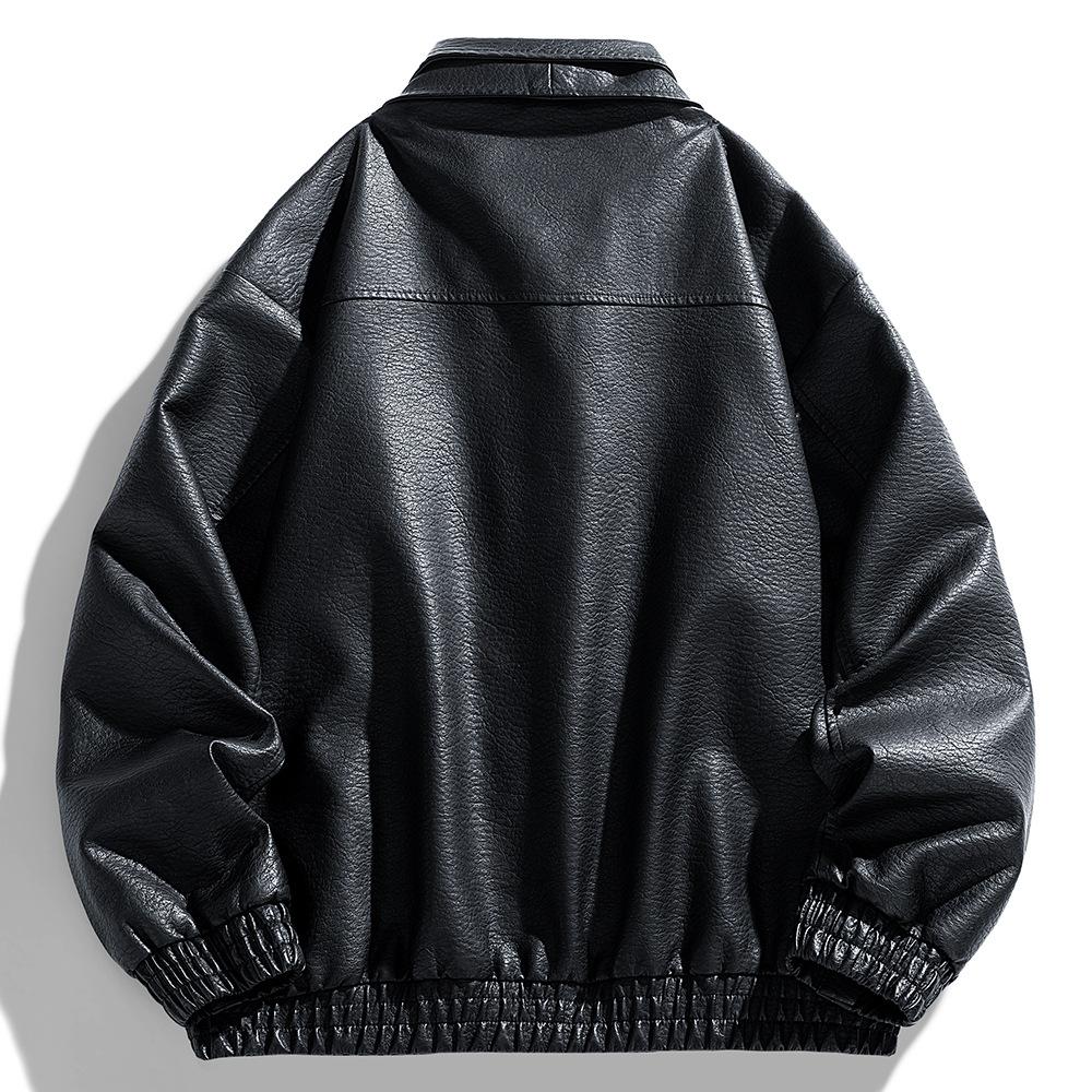 American PU Leather Jacket Men's Men's Jacket Spring and Autumn New Stand Collar Motorcycle Suit Versatile Jacket Men