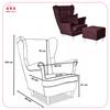 Gaja Wing Chair with Footrest Scandinavian Family Meble Burgundy Velvet