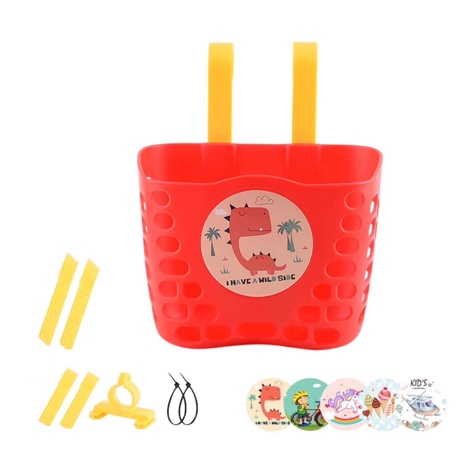 

Регулируемая велосипедная корзина Велосипедная корзина для хранения на руле Велосипедная корзина с крепежными ремнями Пластиковая велосипедная передняя корзина для детей красный