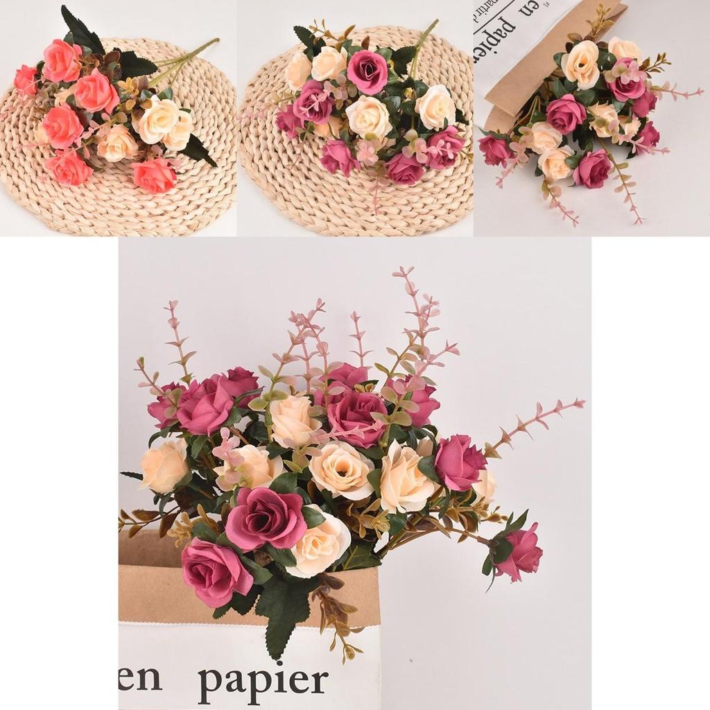 Home Decor Rose Flower Bouquet With Silk Material For Wedding And Event Decoration