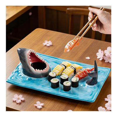 Cute Japanese Style Shark Plate Dumpling Plate Sushi Platter Ocean Beach Theme Tabletop Kitchen Decor