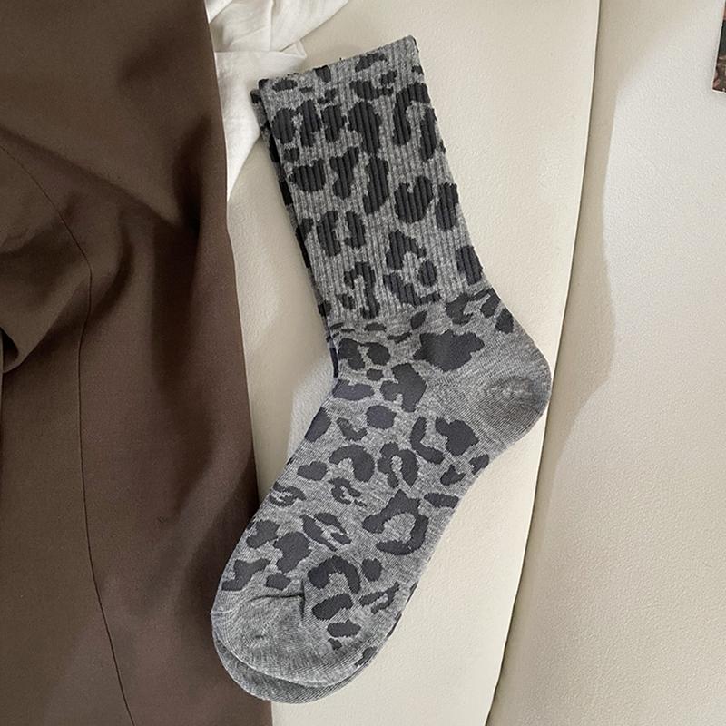 Spotted Leopard Print Women Socks Cotton Terry Tube Thickened Warm Socks Cotton Korean Japanese Style