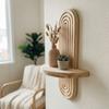 Oval Threaded Wooden Wall Shelves Natural Artistic Wooden Stand Wall Mounted Shelf  Living Room