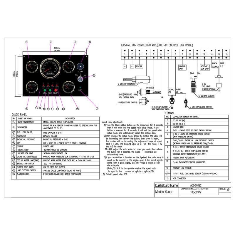Boat Instrument Panel Tachometer Fuel Level Water Temperature Oil Pressure Meter Voltmeter 5 Dash Gauge Set Boat Gauge Panel