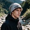 Unisex Korean-Style Double Layer Slouchy Beanie - Autumn/Winter Solid Color with Cloth Label
