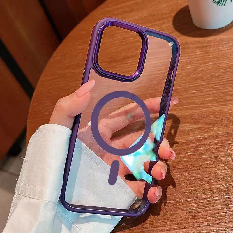 For Apple 17promax Magnetic Phone Case for IPhone 16 Gold Shield Full Pack Anti Drop 15 Protective Cover Air Transparent