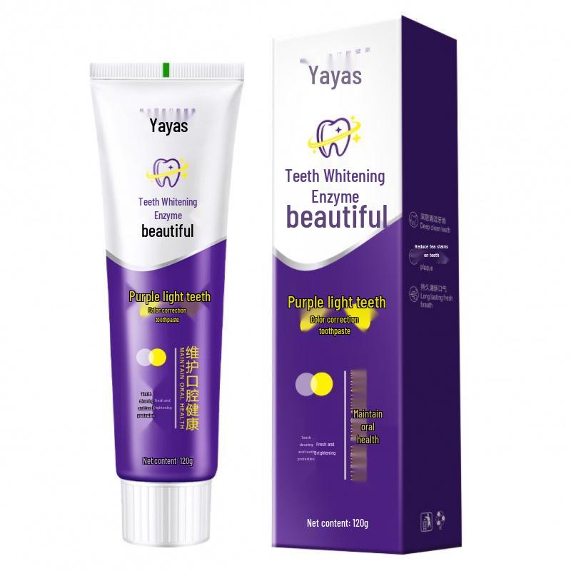 Purple Light Whitening Enzyme Toothpaste - Smoke Stain Remover, Fresh Breath & Gum Protection