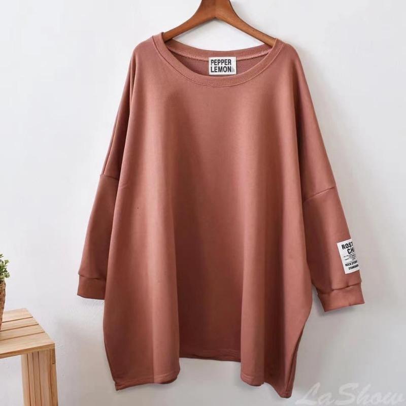 

Тонкий худи средней длины в японском стиле, осенний, простой, свободный, большого размера, женский пуловер one size