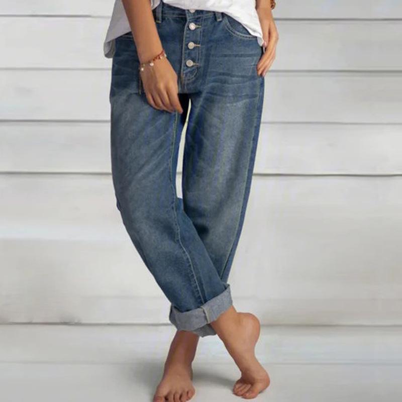 Exclusive Slimming Women's Straight-Leg Denim Pants: Casual, Versatile, and Simple Design