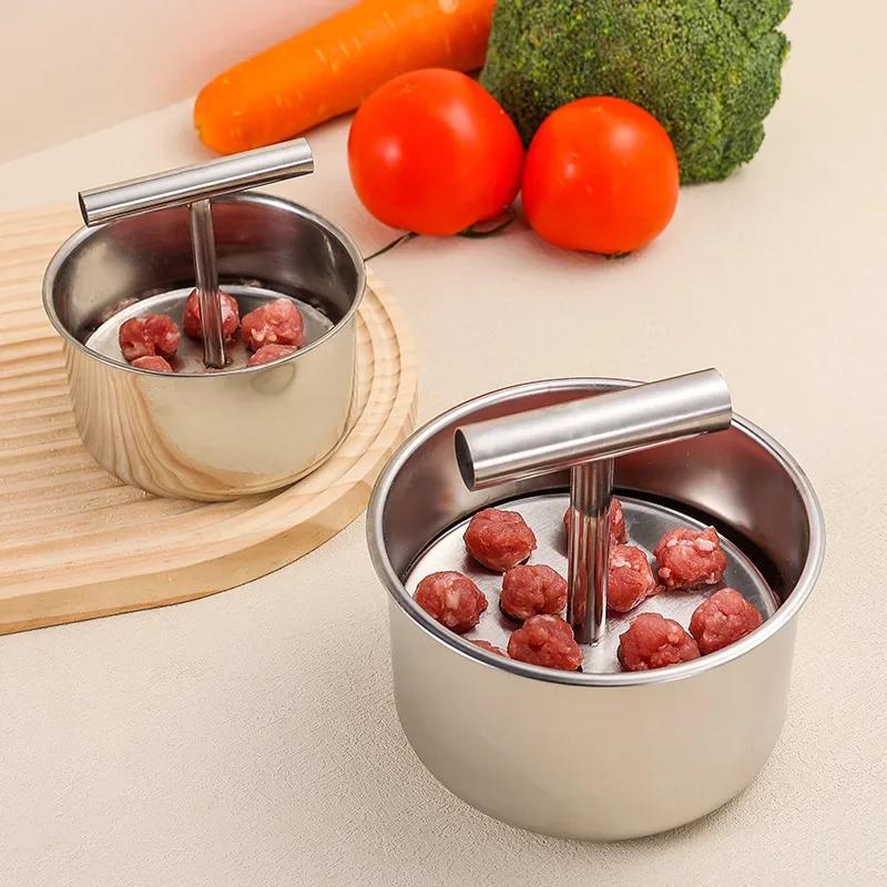 6/12 Hole Kitchen Hand Pressing Meatball Maker Home Use Stainless Steel Pressing Rice-meat Dumpling Meatball Shrimp Sliding Mold