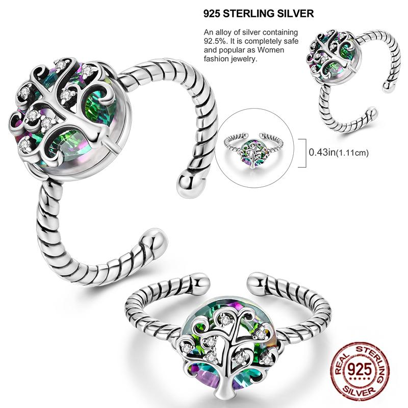 Free Size 925 Sterling Silver Ring Butterfly Sun Moon Sunflower Crystal Original Adjustable Rings for Women Wedding Jewelry Gift