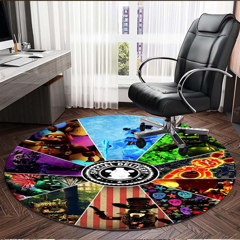 Five Nights at Freddy's Print Round Rug, Washable Floor Carpet, For Entryway Dorm Laundry Room Office Study, Home Decor Birthday Christmas Gift