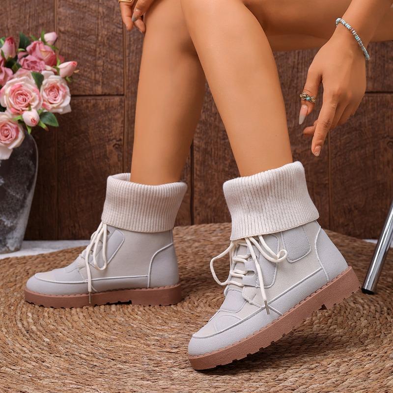 Šněrovací kotníkové boty s měkkou podrážkou, kulatou špičkou, panelovým úpletem, protiskluzové, odolné proti oděru, na blokovém podpatku