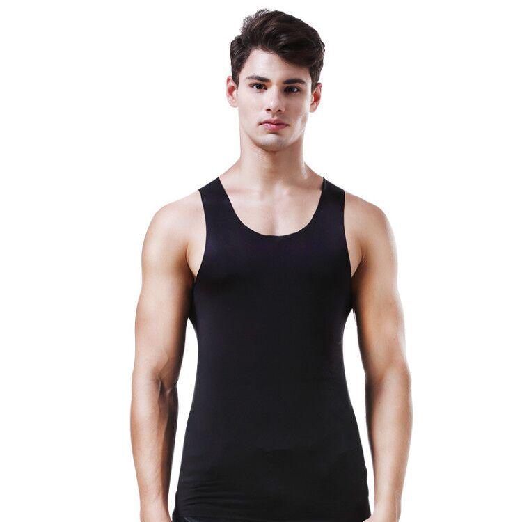 Men's Ice Silk Breathable Round Neck Slim Fit Sports Vest Underwear