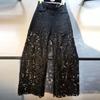 VIONA European Hollow Lace Jeans Women Summer New Black Lace Denim Pants Heavy Industry Beads Hot Diamond Denim Splicing Crochet