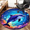 Watercolor Dolphin Round Rug Nonslip Area Rug Office Chair Mat Carpet For Living Room Bedroom Home Decor