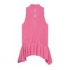   European and American Style New Women's Fashionable Sleeveless Stand-neck Asymmetrical Striped Short Dress