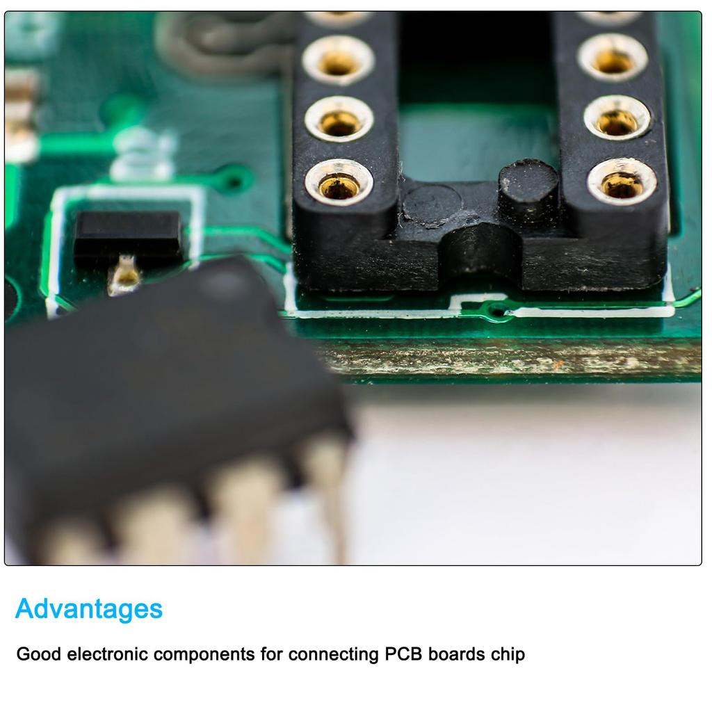 uxcell 4pcs DIP IC Chip Socket Adapter Round Pin 48P 2.54mm Pitch IC Socket for PCB Board Chip 15.2mm Black