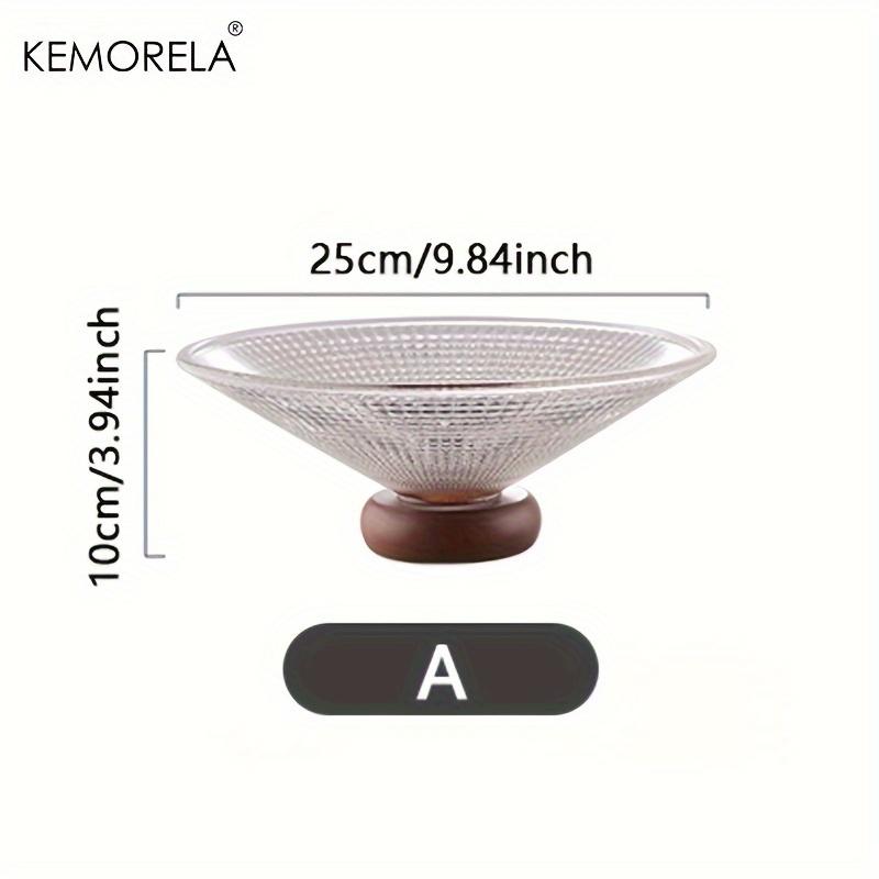 1PCS Creativity Glass Small Fruit Plate With Wooden Base Fruit Plate Home Decorative Plate Living Room Coffee Table Candy Plate