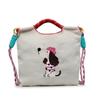 Cute Dachshund Embroidered Canvas Bag Women's Summer Casual Simple Versatile One Shoulder Crossbody Bag