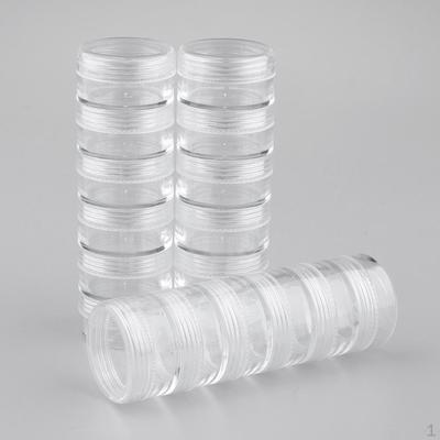 3x 6 straturi, rotund, stivuibil, transparent, cutie organizatoare pentru borcane cu capace cu șuruburi pentru meșteșuguri cu margele