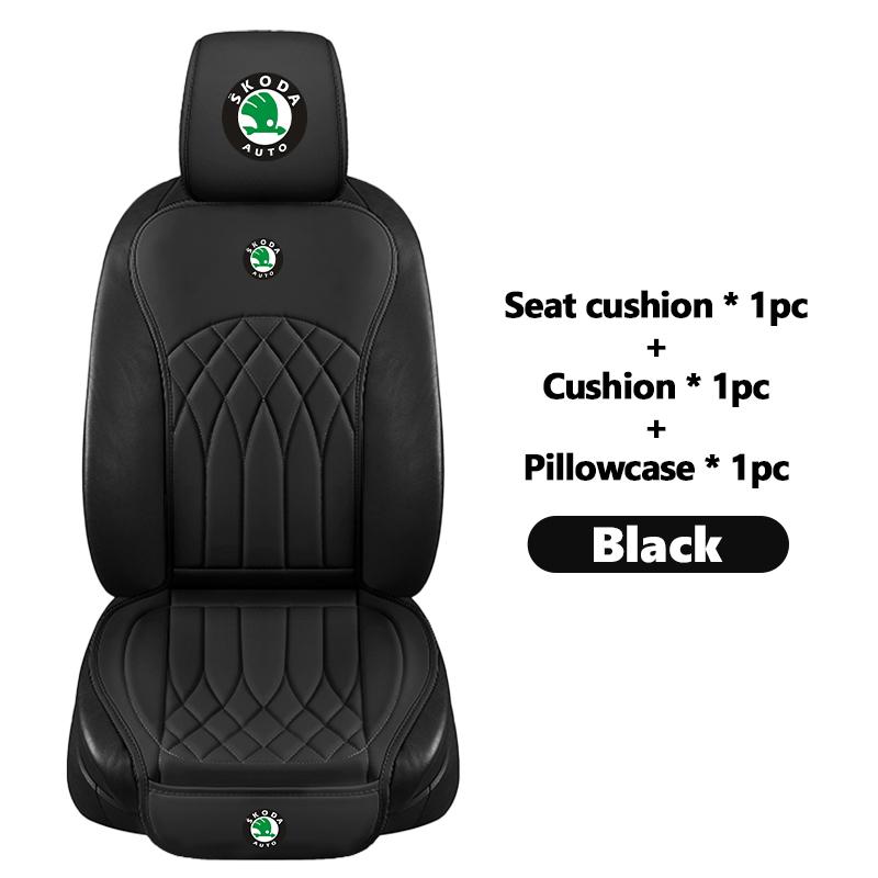 ADZ1 Car Seat Cushion Pad Leather Seat Cover Decoration Dust Proof Interior Accessories For Skoda Fabia Kodiaq Kamiq Superb Yeti