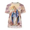 3D Printed Virgin Mary T Shirt Men's Christianity Pattern Tees Summer Harajuku Round Neck Tops Oversized Short Sleeves T-Shirts