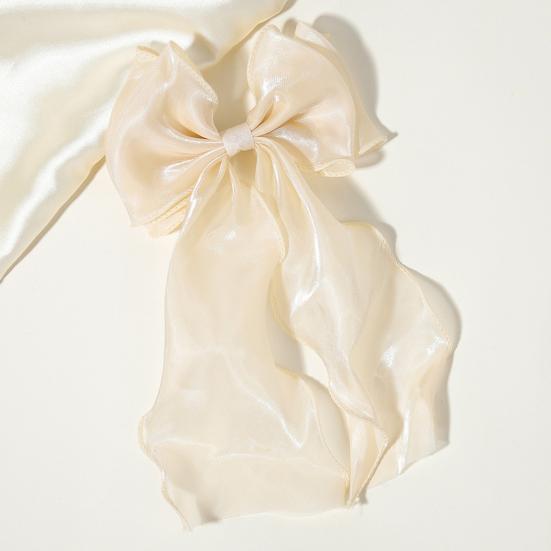 Women Hairpin Cartoon Bowknot Long Ribbon Decor Back Head Hair Clip Hair Styling Tool Hair Accessory