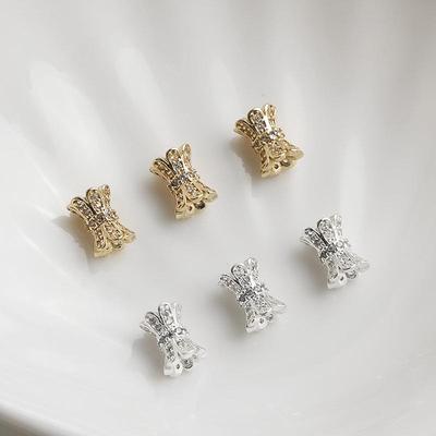 14K Gold Filled Zircon Double-Sided Flower Crystal Bracelet Beading Material for DIY Jewelry Accessories.