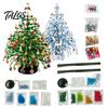 Beaded Christmas Tree Project 2 Pcs DIY Kit with LED Light, Handmade Mini Easy Assembly Craft for Beginners Faux Crystal Bead Art Craft, Sparkly