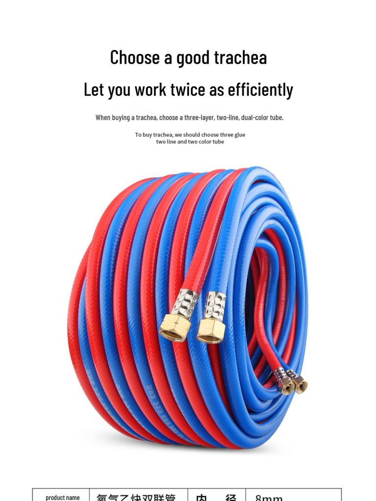 8mm High-Pressure Two-Color Oxygen Acetylene Hose with Three Rubber Layers and Two Wires for Industrial Welding and Cutting