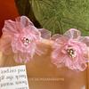 Dopamine Lace Flower Ear Clips Without Ear Piercings Light Luxury Premium Chiffon Flower Stud Earrings Suitable for Spring Ear Jewelry