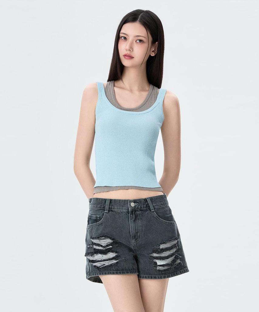 MIXXO Layered Color Block Sleeveless Knit_Miwkag713T