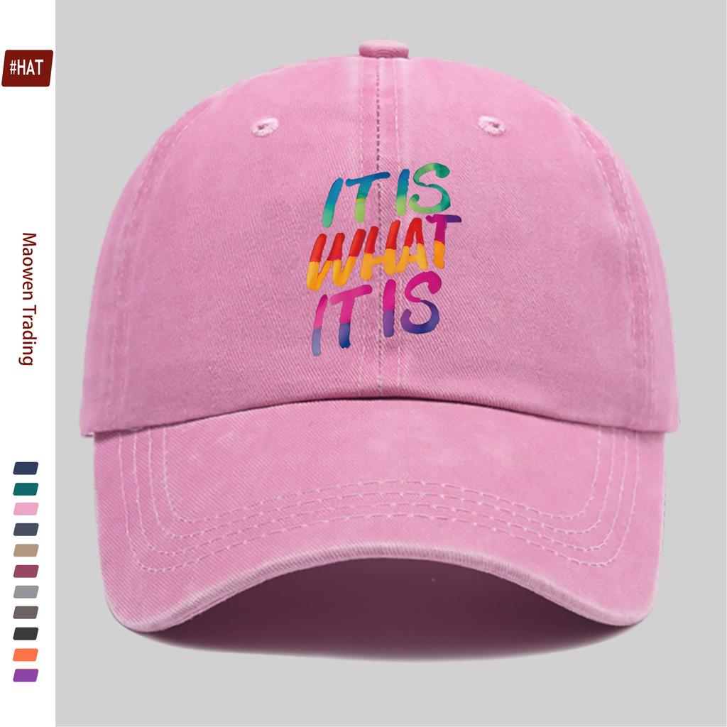 Pc ITISWHATITIS Colorful Gradient Letter Print Baseball Cap Unisex Design Vintage Washable Sun Hat Lightweight DriverS C