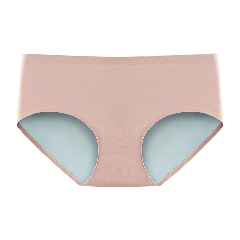 Ladies Spring and Autumn New Double Sided Double Color 7A Silk Antibacterial Crotch Non Trace High Waist Triangle Briefs