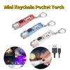 Mini Multitool Camping Survival Light USB Rechargeable LED Flashlight Keychain Pocket Torch Lamp Outdoor Emergency Gadgets
