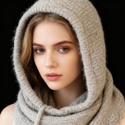 Bonnet Cagoule d'Hiver Écharpe pour Femmes Bonnets à Capuche Tricotés Extérieur Chaud Ample Chaud Bonnet de Ski Extérieur Protection des Oreilles Bonnets