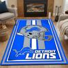 Detroit Lions Helmet Logo Design Rug Patterned Carpet, Non Slip Mat Suitable for Living Room and Bedroom Sofas