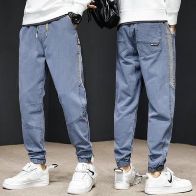 Spring New Imitation Denim Fabric Men's Casual Cargo Pants Men's Youth Hong Kong Style Loose Tied Leggings