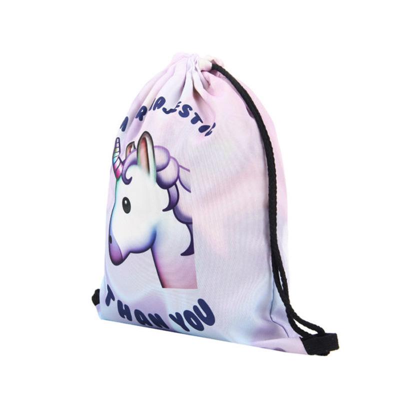 3D-gedruckter Einhorn-Kordelzugrucksack