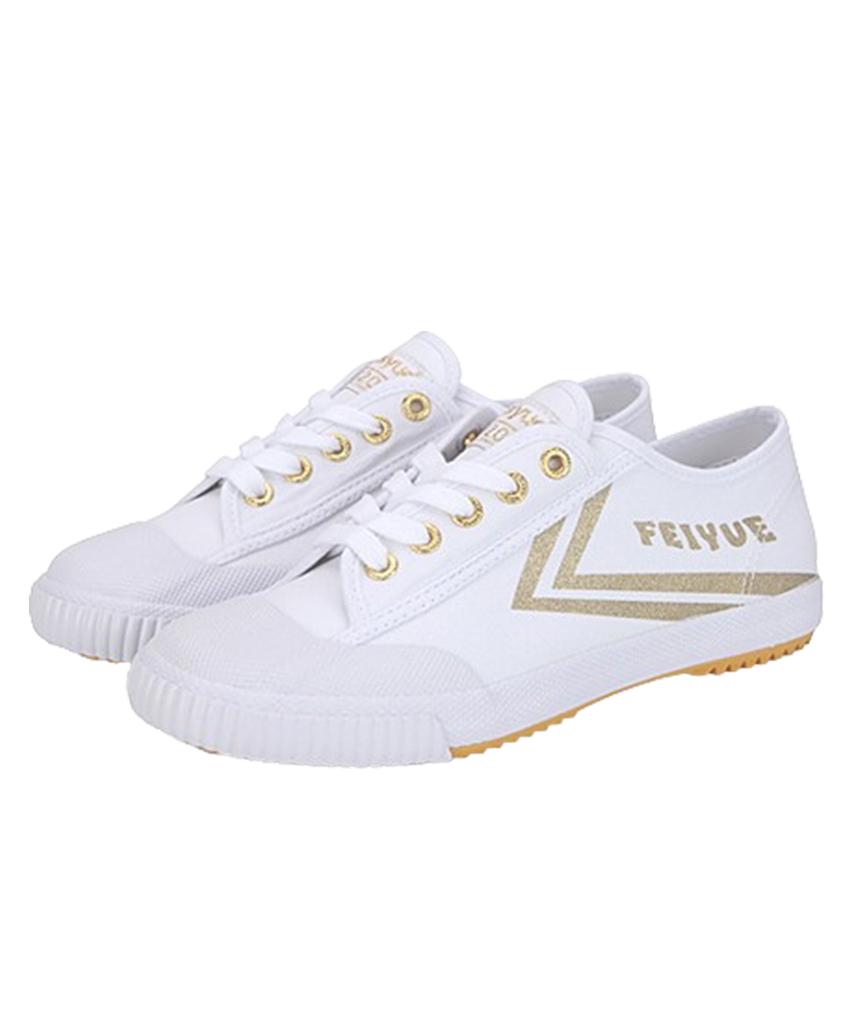 Feiyue Fe Lo 1920/White Canvas W/ Gold Metallic Logo & Chevron/Fu100169