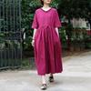 Women Vintage Bandage Dresses V-Neck Half Sleeve Summer Solid Color Chinese Style Women Clothes Soft Dress