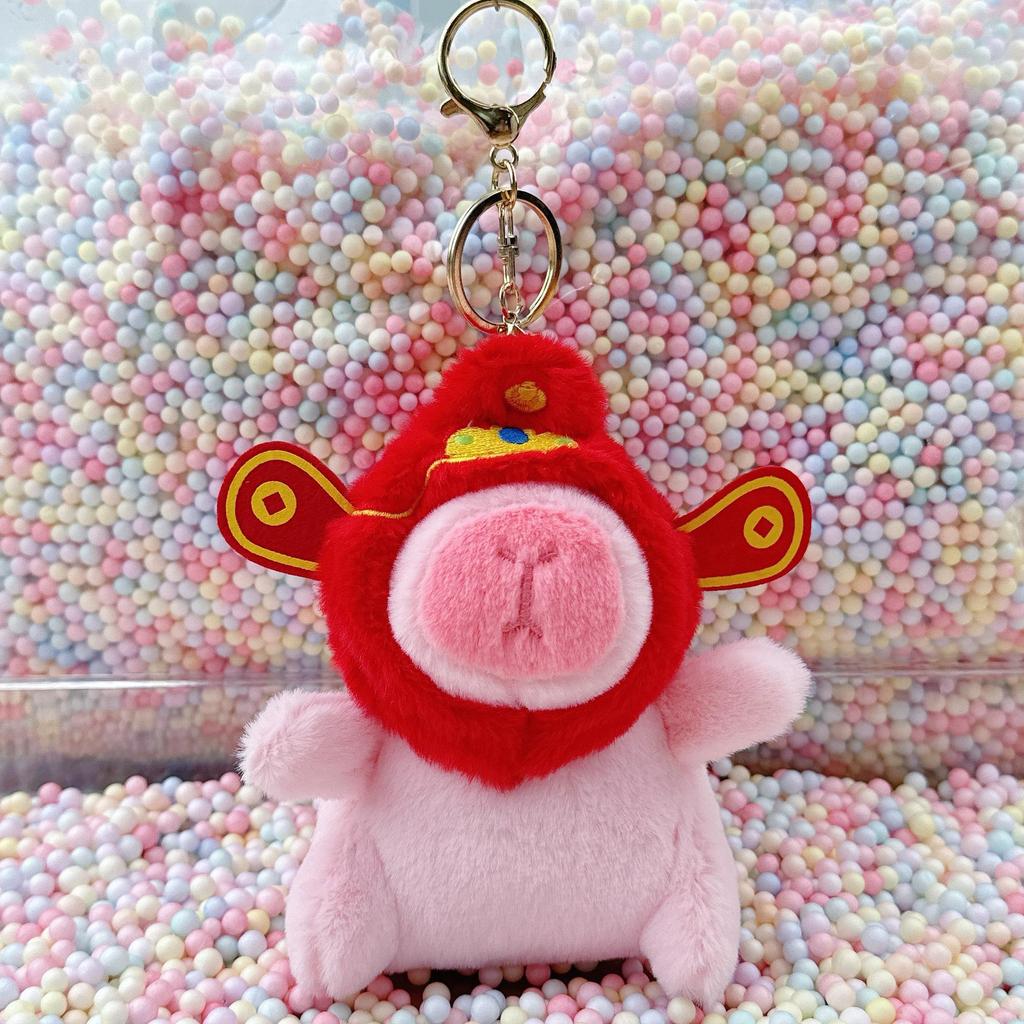 Little Red Book Capybara & Guinea Pig Plush Keychain Ornament
