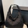 Borsa imbottita di grande capacità per pendolari, retro, con motivo a rombi, a spalla singola, crossbody, tote bag