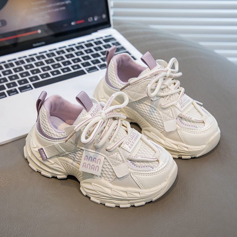 Girls' Shoes 2025 Spring and Summer New Mesh Breathable Sneakers Boys' Light and Comfortable Student Running Shoes