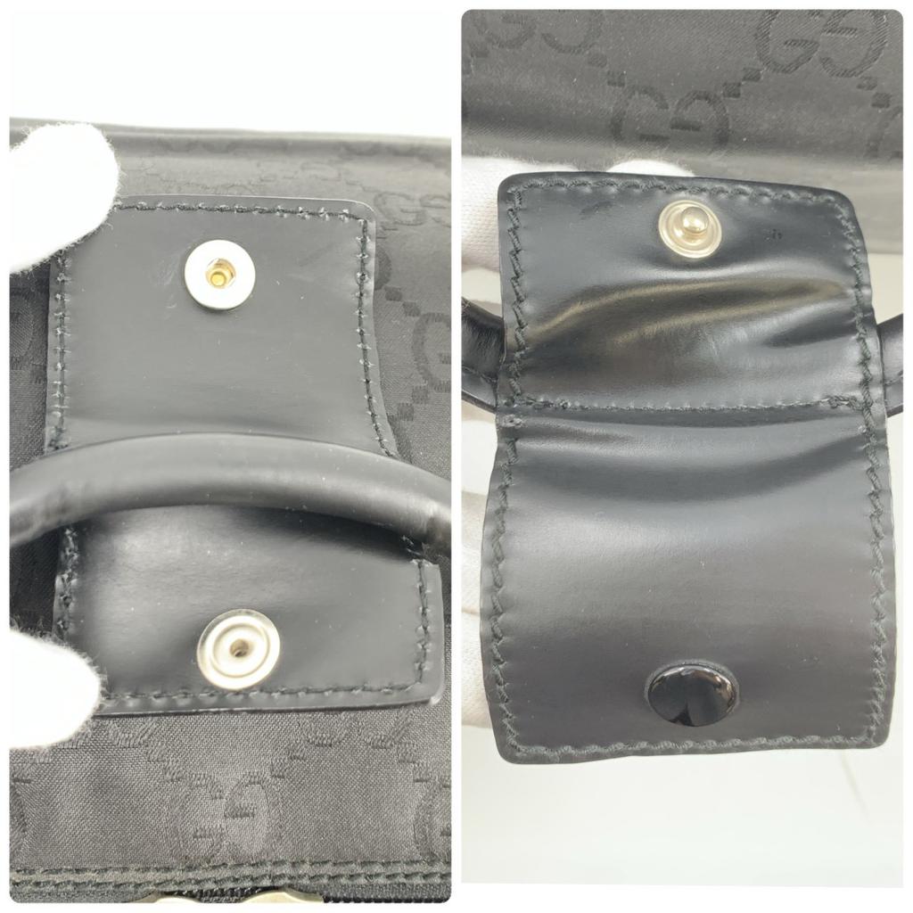 GUCCI GG Pattern Boston Bag Handbag Nylon Leather Interior Pocket Black A4 Size Men's 012 0383