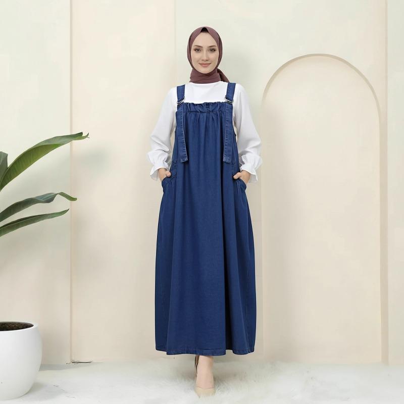 Women's Dress Malaysia Casual Loose Denim Strap Skirt