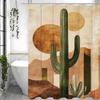 Desert Cactus Shower Curtain, Bathroom Decorative Shower Curtain, Waterproof Shower Curtain with Hooks