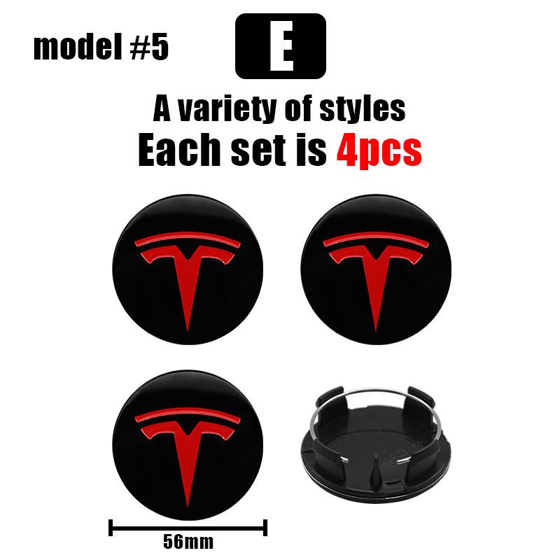 4Pcs Black Silver 56mm Car Wheel Center Caps Hub Cover For Tesla Model 3/Y/S/X Tesla Logo Hub Caps Wheel Hub Covers Accessories